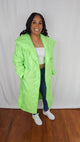 Jai' Long Diamond Pattern Coat (Neon Green)